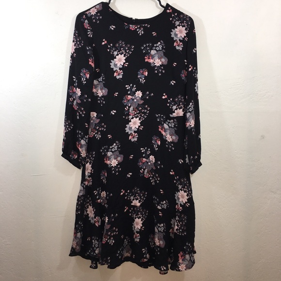 Loft Women's Black & Peach Floral Dress Size 4 - Picture 1 of 8